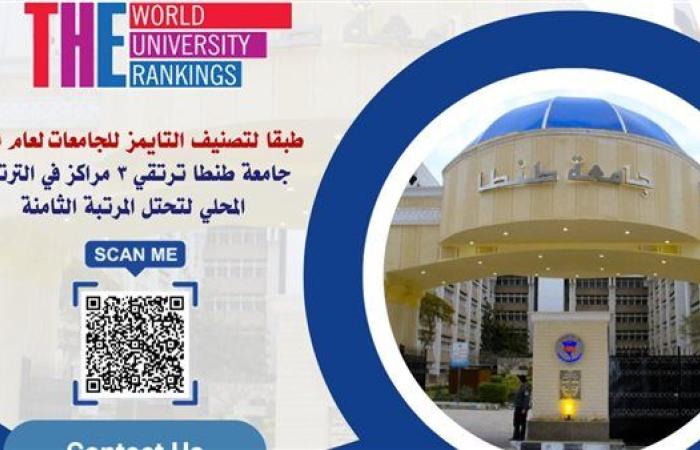 جامعة طنطا تقفز 3 مراكز في الترتيب المحلي  بتصنيف التايمز