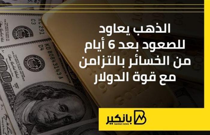 الذهب يعاود للصعود بعد 6 أيام من الخسائر بالتزامن مع قوة الدولار